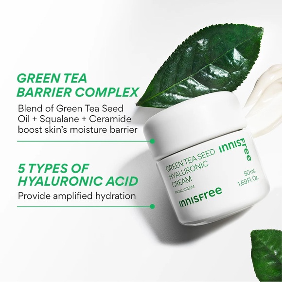 3/$10 Innisfree Green Tea Seed Hyaluronic Cream .5oz - Picture 3 of 6